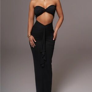 JLUXLABEL NEW Year’s Eve Black Strapless Drape Maxi Dress NWT XS/S
